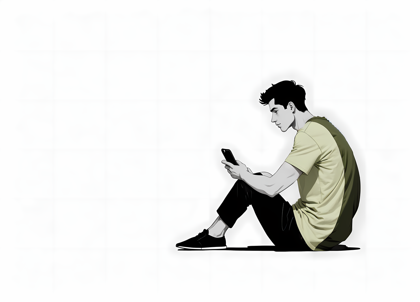 young man looking at his phone