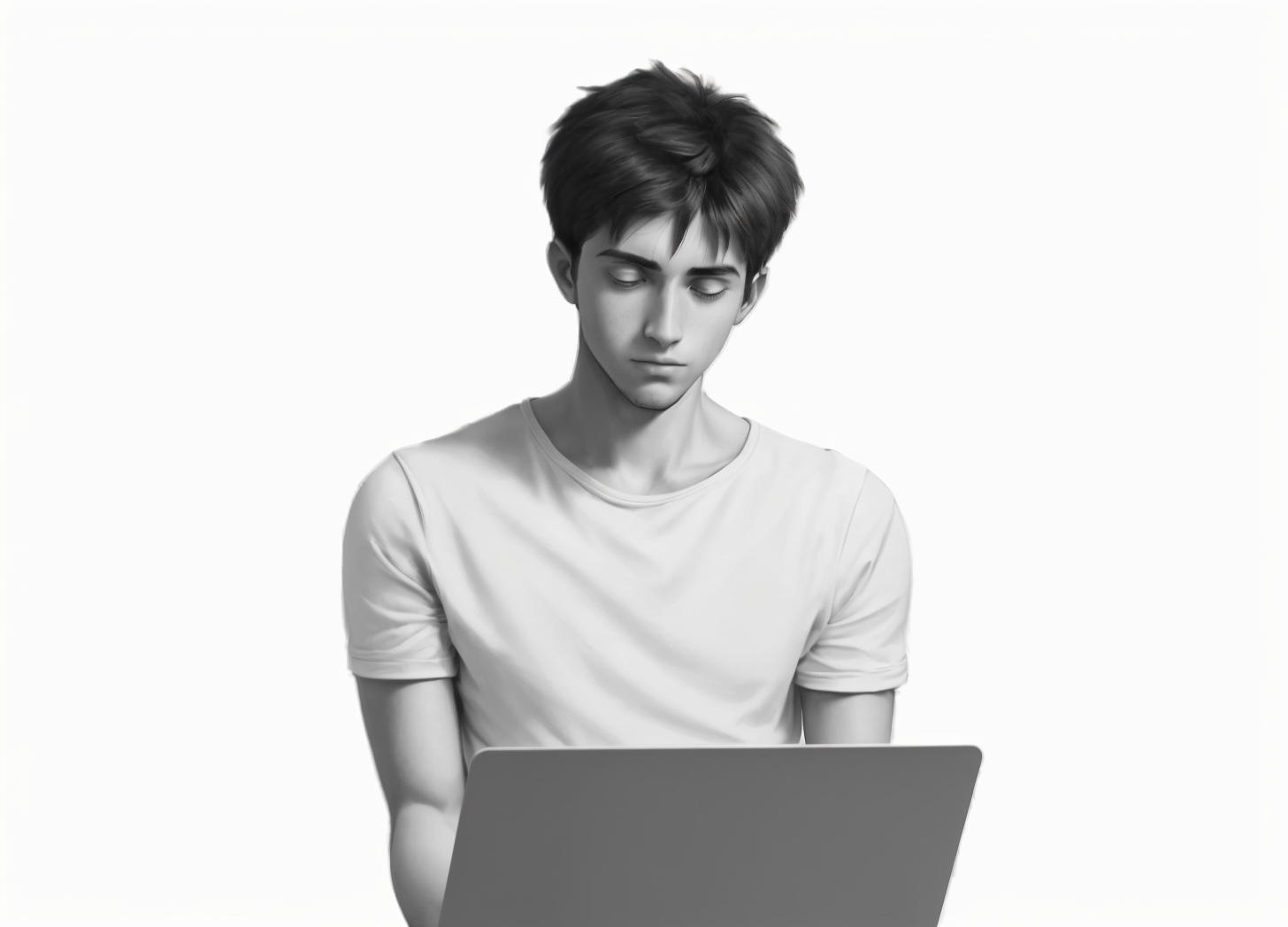 young man working on his laptop