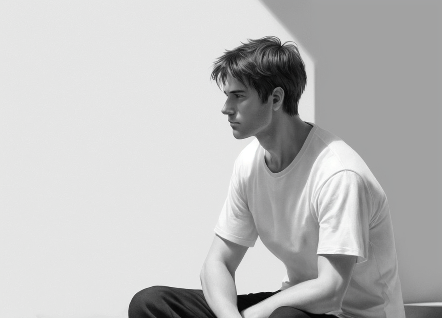 man sitting on steps thinking